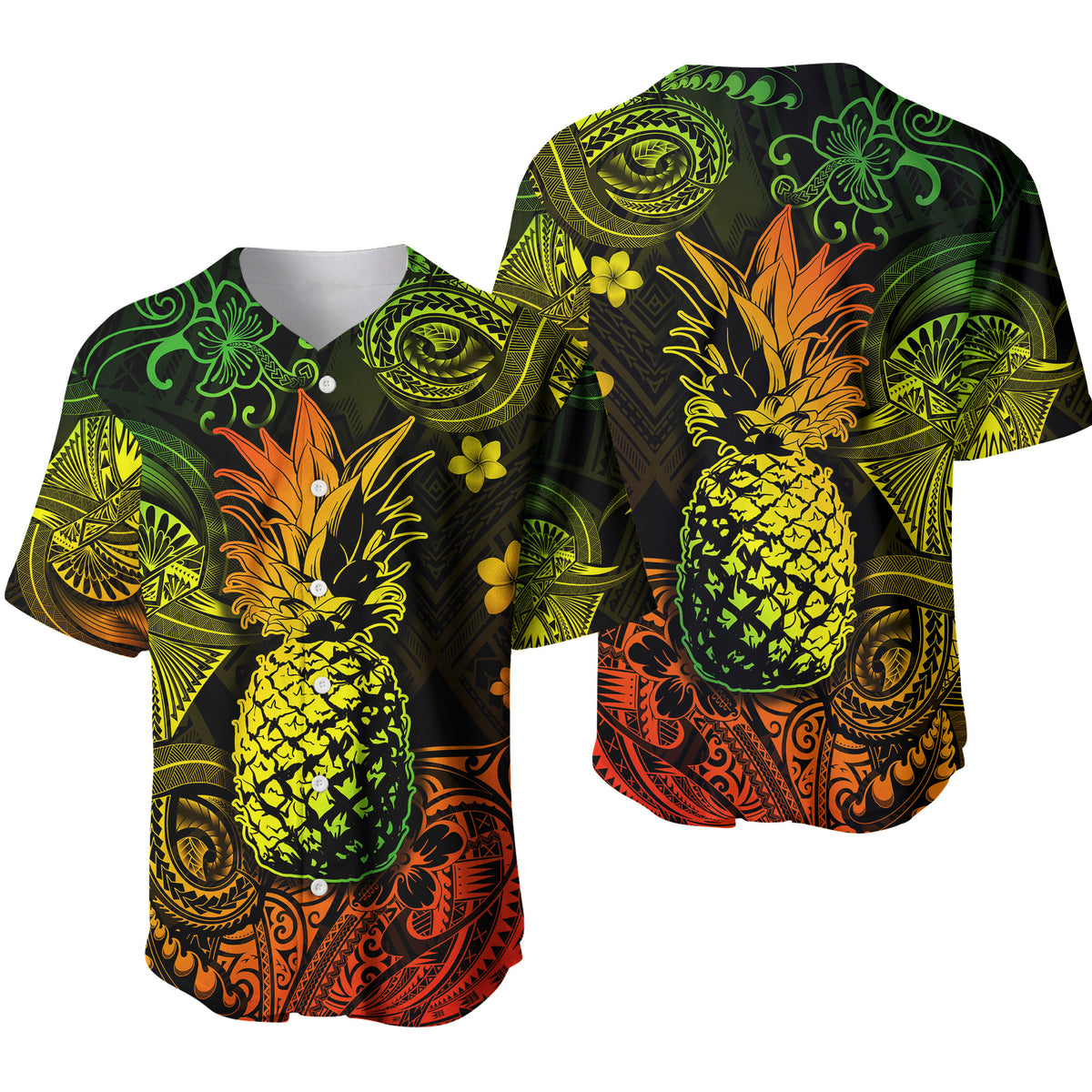 Hawaii Pineapple Polynesian Baseball Jersey Unique Style - Reggae LT8 - Polynesian Pride