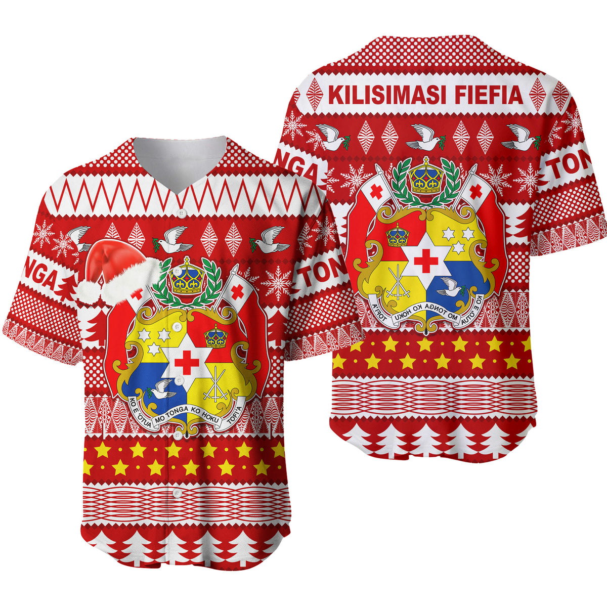 Tonga Kilisimasi Fiefia Baseball Jersey Merry Christmas with Tongan Pattern LT13 - Polynesian Pride