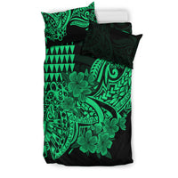 Hawaii Kakau Bedding Set Polynesian Floral Tribal Green Version LT9 - Polynesian Pride