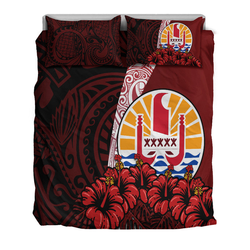 Tahiti Bedding Set Polynesian Coat Of Arm With Hibiscus LT9 - Polynesian Pride