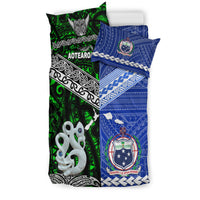 New Zealand And Samoa Bedding Set Together - Green LT8 - Polynesian Pride