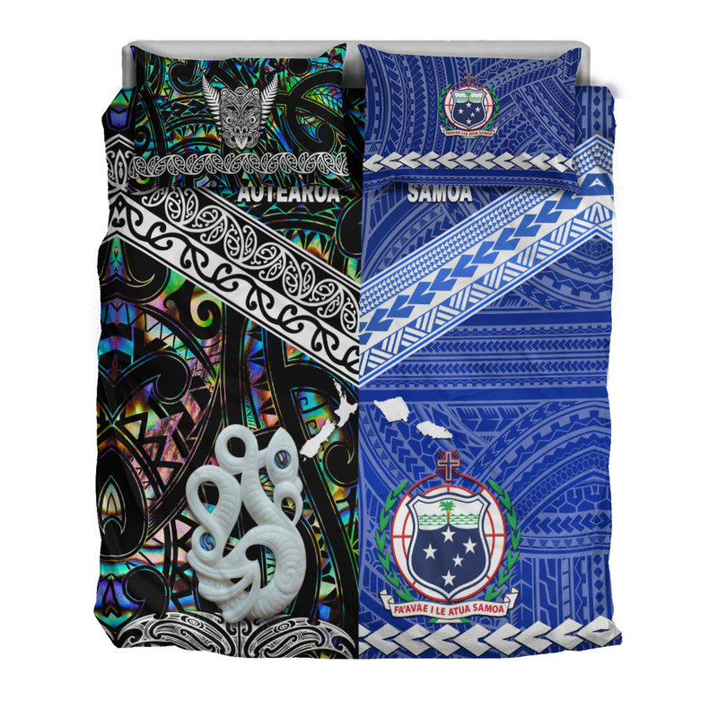 New Zealand And Samoa Bedding Set Together - Paua Shell LT8 - Polynesian Pride