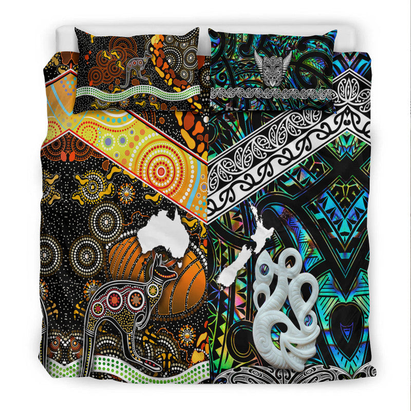 New Zealand Maori Aotearoa And Australia Aboriginal Bedding Set Together - Paua Shell LT8 - Polynesian Pride
