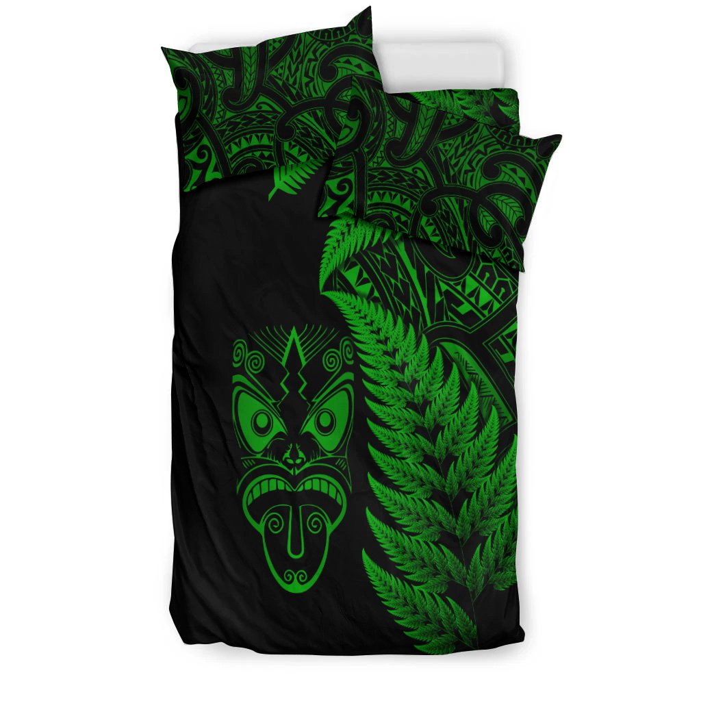 New Zealand Haka Rugby Maori Bedding Set Silver Fern Vibes - Green LT8 - Polynesian Pride