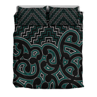 New Zealand Bedding Set Maori Graphic Tee patterns Green LT6 - Polynesian Pride