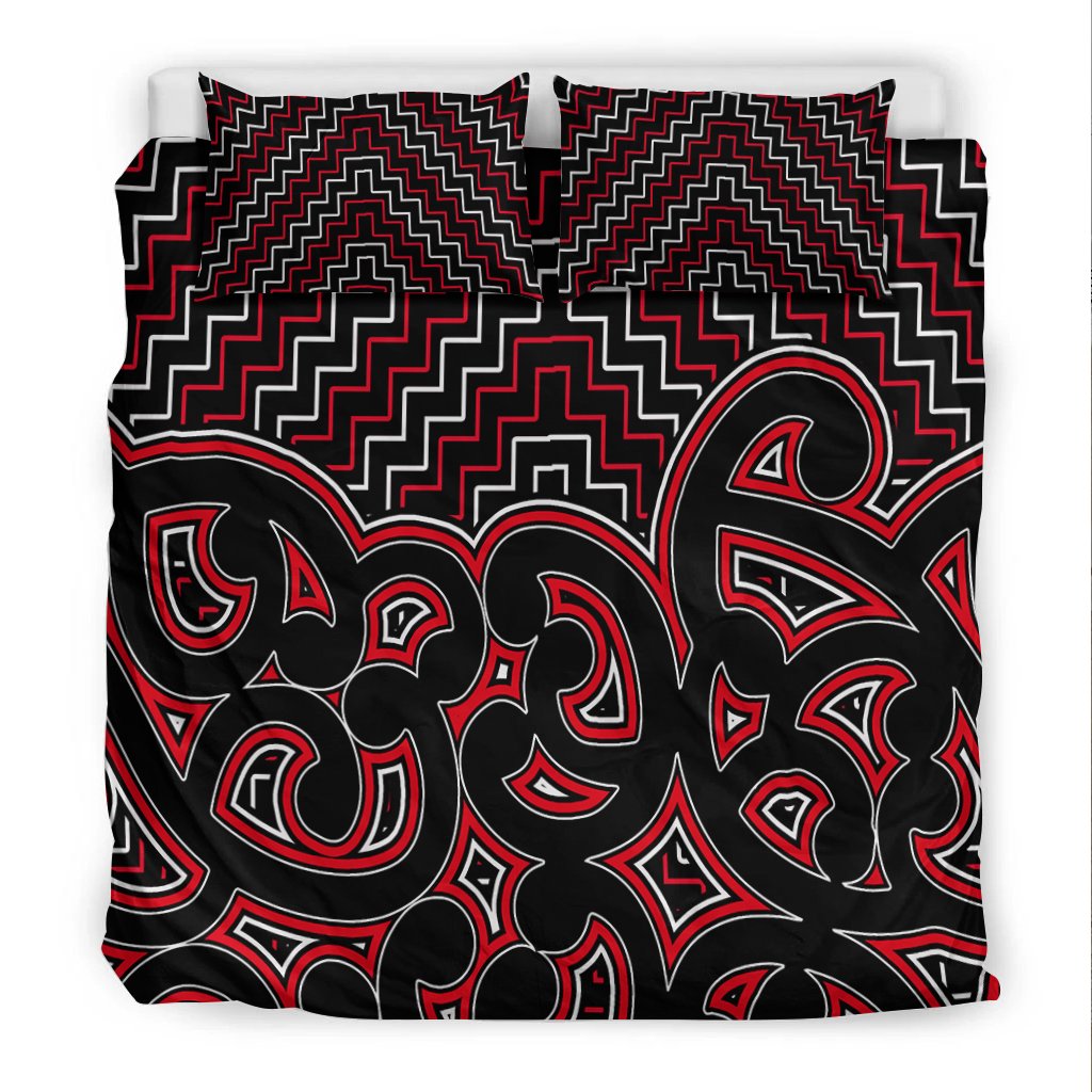 New Zealand Bedding Set Maori Graphic Tee patterns Red LT6 - Polynesian Pride