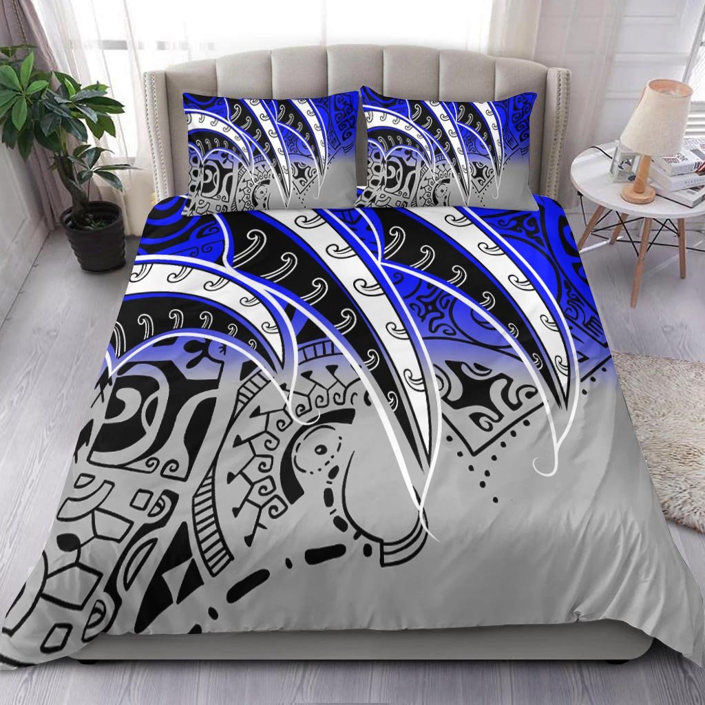 Polynesian Bedding Set - Tropical Leaf Blue Gray Style Blue - Polynesian Pride
