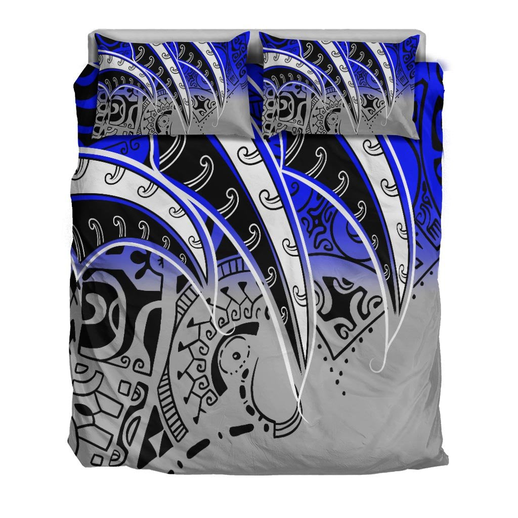 Polynesian Bedding Set - Tropical Leaf Blue Gray Style - Polynesian Pride