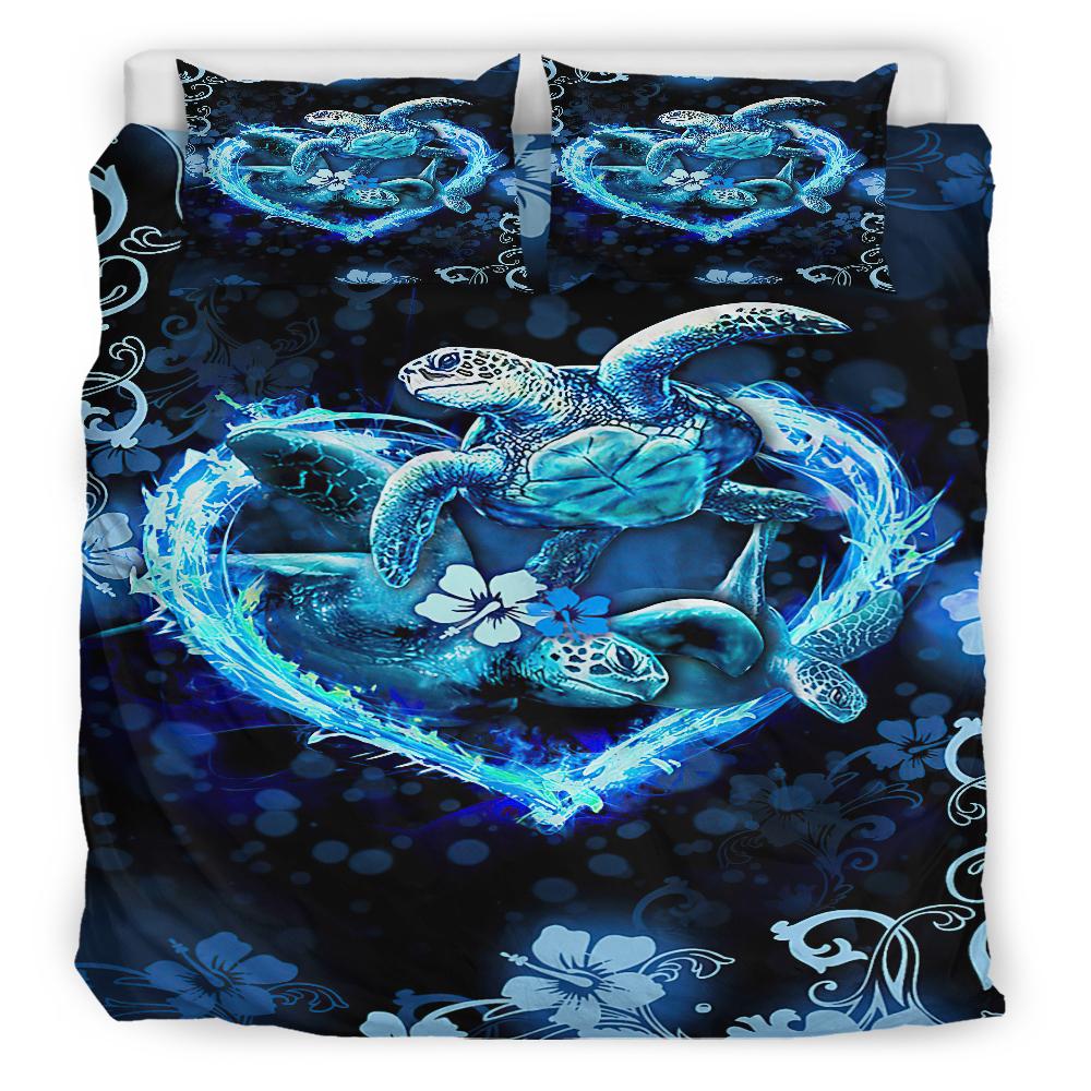Hawaii Turtle Couple Hibiscus Bedding Set - Love Turtle - AH - Polynesian Pride