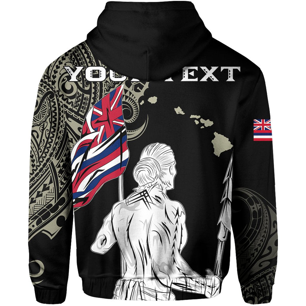 Personalized Hawaii Map Polynesian Warrior Ikaika Hoodie Zip William Style Beige - Polynesian Pride