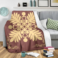 Hawaiian Quilt Maui Plant And Hibiscus Premium Blanket - Beige Coral - AH - Polynesian Pride