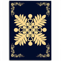 Hawaiian Quilt Maui Plant And Hibiscus Pattern Area Rug - Beige Indigo - AH Beige - Polynesian Pride