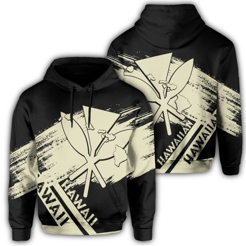 Hawaiian Map Kanaka Identifier Hoodie Orange Brusch Style - Polynesian Pride