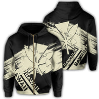 Hawaiian Map Kanaka Identifier Hoodie Zip Beige Brusch Style Unisex Beige - Polynesian Pride