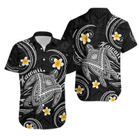 Matching Couple Hawaiian Outfits Hawaiian Turtle Plumeria Mixed Polynesian Tribal Black Dress and Hawaiian Shirt Style LT9 - Polynesian Pride