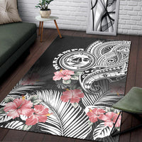 Vanuatu Malampa Province Area Rug Hibiscus Tribal Polynesian Tattoo Ver Black LT9 Black - Polynesian Pride