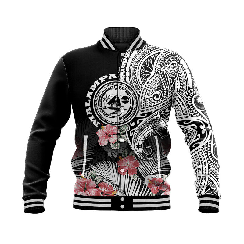 (Custom Personalised) Vanuatu Malampa Province Baseball Jacket Hibiscus Tribal Polynesian Tattoo Ver Black LT9 Unisex Black - Polynesian Pride