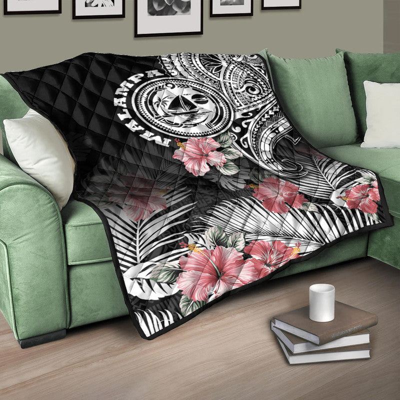 Vanuatu Malampa Province Premium Quilt Hibiscus Tribal Polynesian Tattoo Ver Black LT9 - Polynesian Pride