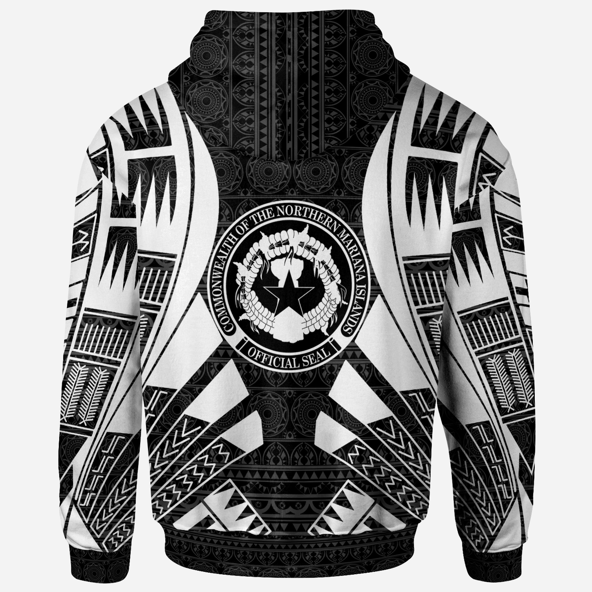 CNMI All Over Zip up Hoodie Black Tattoo Style - Polynesian Pride