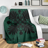 Hawaiian Quilt Maui Plant And Hibiscus Premium Blanket - Black Sacramento - AH - Polynesian Pride