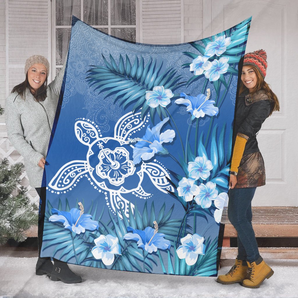 Hawaii Turtle Tropical Flower Polynesian Premium Blanket - Anna Style - AH - Polynesian Pride