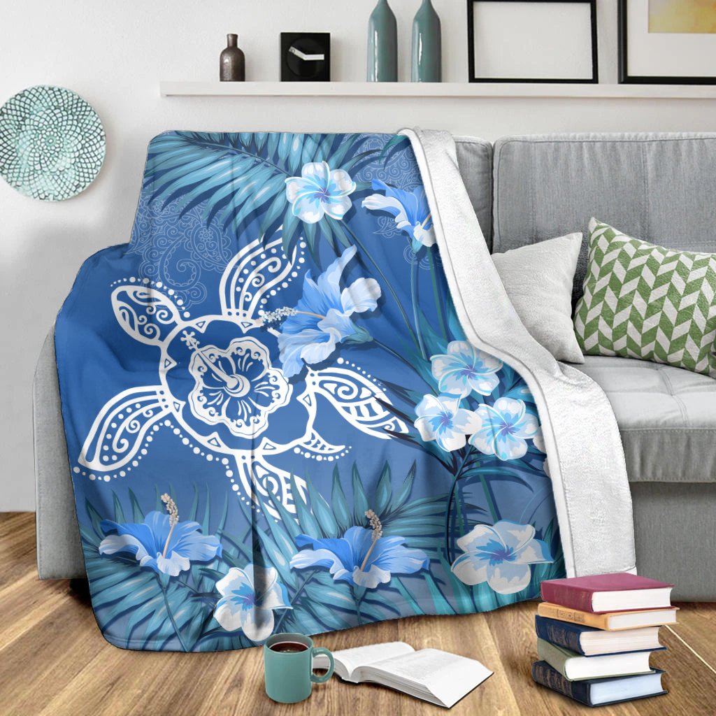 Hawaii Turtle Tropical Flower Polynesian Premium Blanket - Anna Style - AH - Polynesian Pride