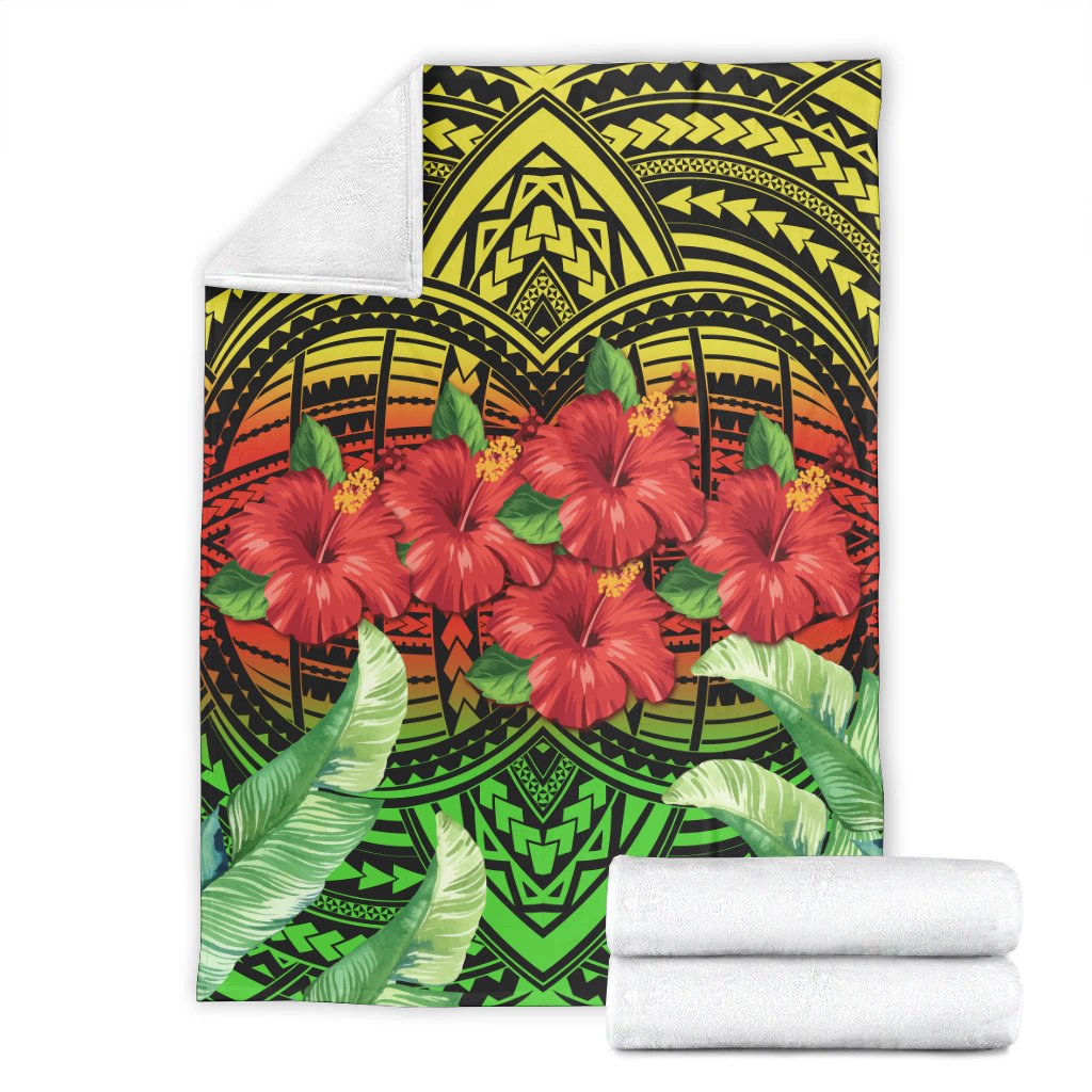 Hawaii Hibiscus Tropical Polynesian Tribal Premium Blanket - Suri Style - AH - Polynesian Pride