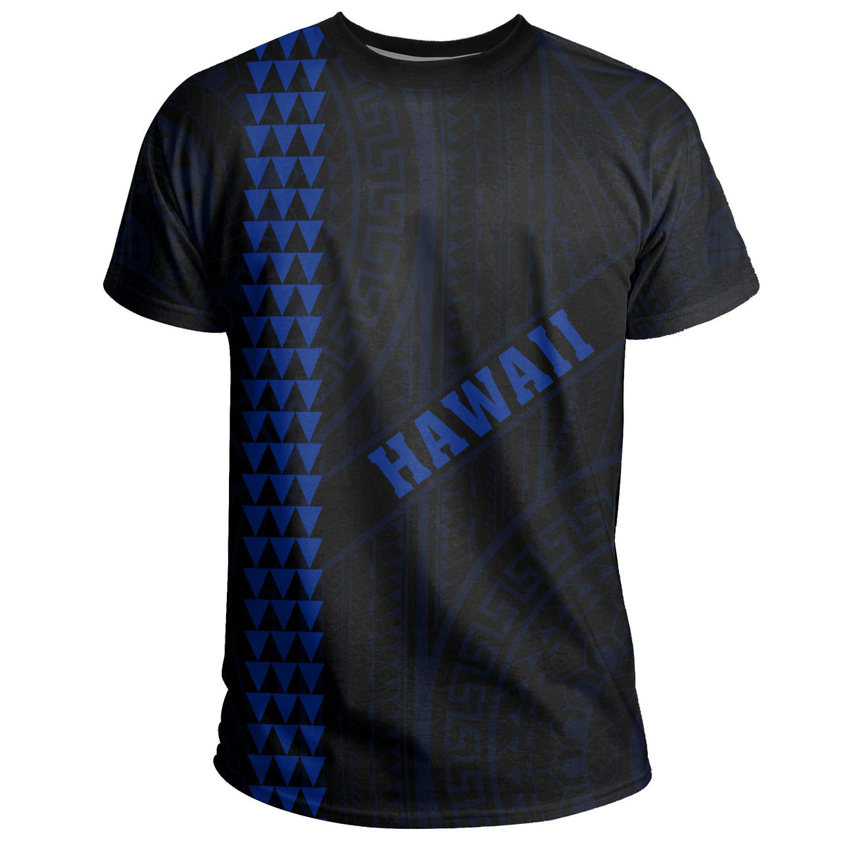 Hawaii Kakau Polynesian Turtle Map T Shirt Ohana Style Blue - Polynesian Pride