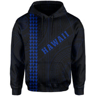 Polynesian Kakau Turtle Ohana Map of Hawaii Hoodie Blue - Polynesian Pride