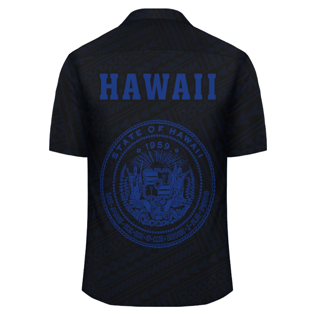 Kakau Polynesian Coat Of Arms Hawaii Shirt - Blue - Polynesian Pride