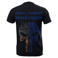 Hawaii Kakau Polynesian T Shirt National Pearl Harbor Remembrance Day Blue - Polynesian Pride