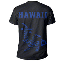 Hawaii Kakau Hammerhead Shark T Shirt Blue - Polynesian Pride