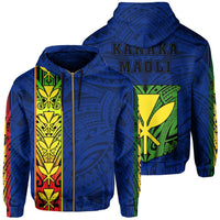 Polynesian Kanaka Flag Kanaka Maoli Hawaii Zip Hoodie Blue Unisex Blue - Polynesian Pride