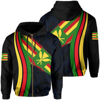 Hawaii Polynesian Kanaka Flag Hoodie Zip Blue Ten Style Unisex Beige - Polynesian Pride