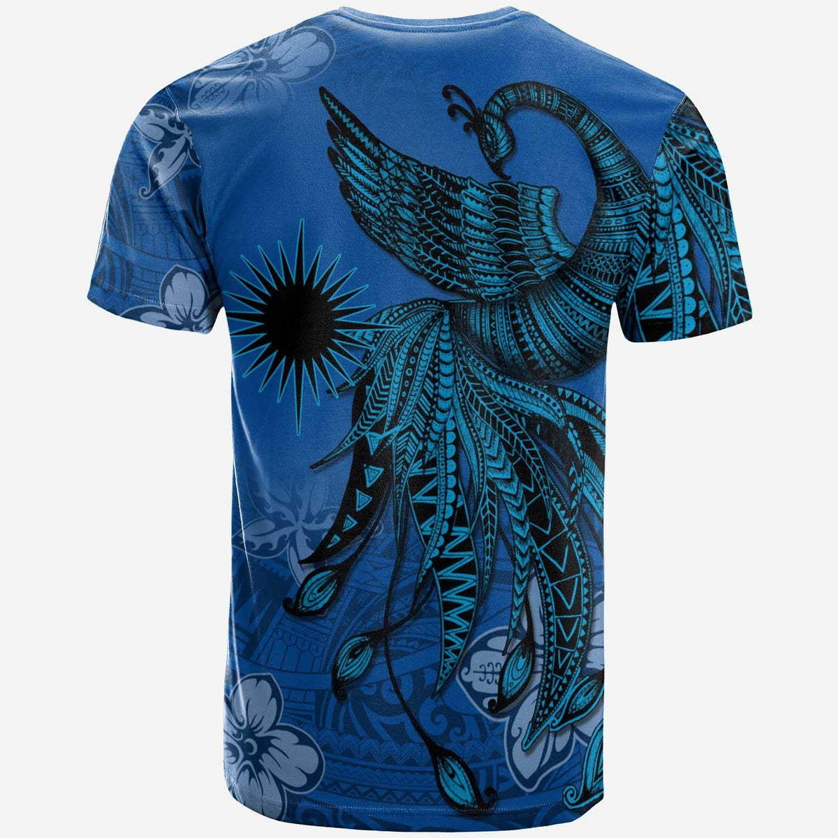 Marshall Islands Custom T Shirt Polynesian Phoenix Bird, Fairytales Bird Blue - Polynesian Pride