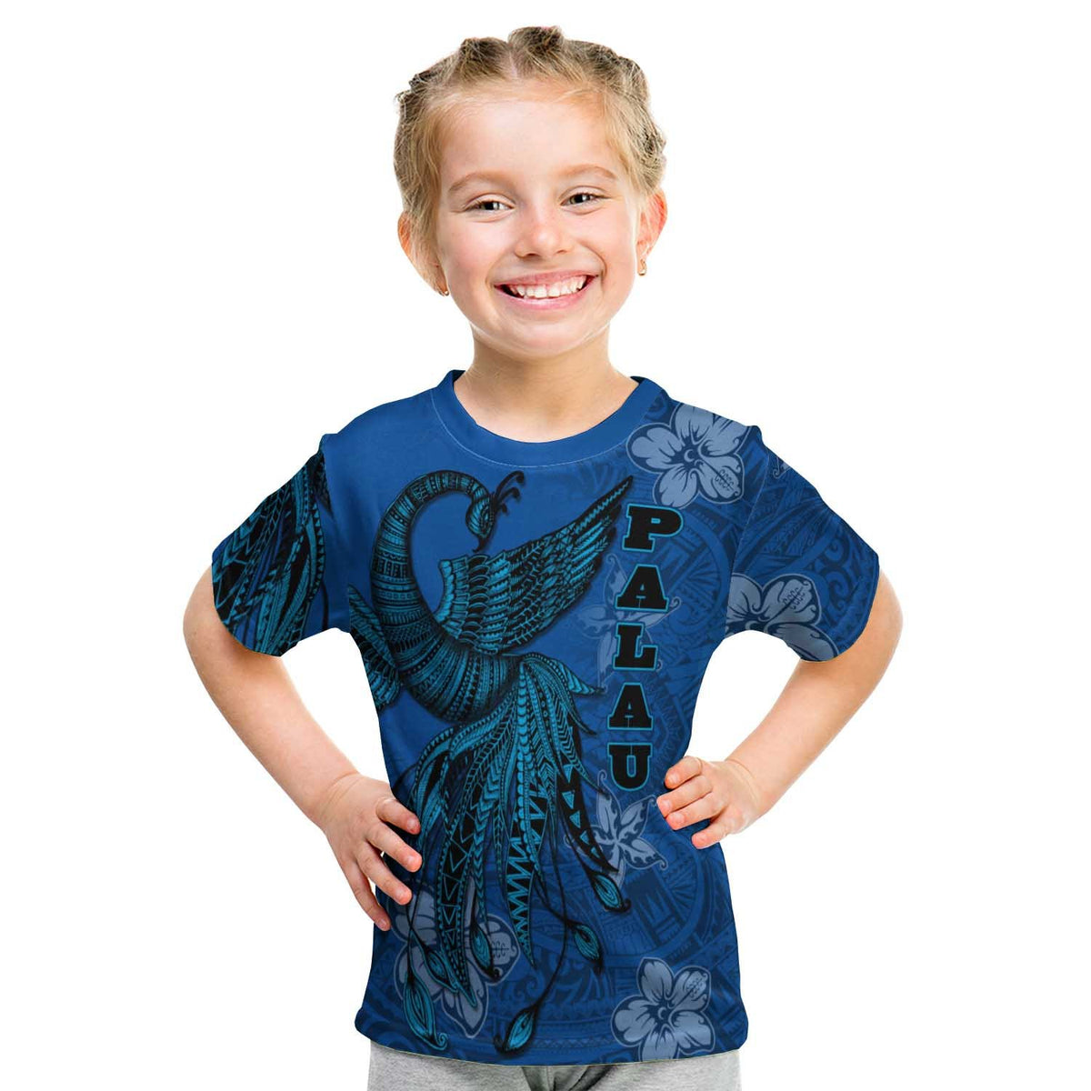 Palau T Shirt Polynesian Phoenix Bird, Fairytales Bird Blue - Polynesian Pride