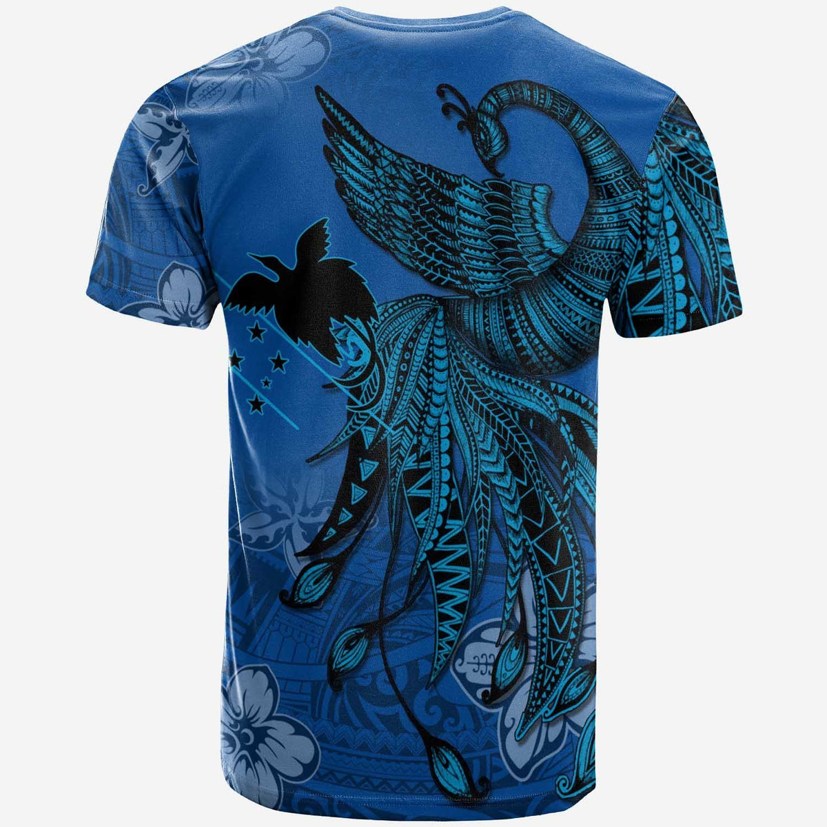 Papua New Guinea T Shirt Polynesian Phoenix Bird, Fairytales Bird Blue - Polynesian Pride