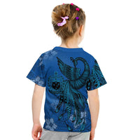 Samoa T Shirt Polynesian Phoenix Bird, Fairytales Bird Blue - Polynesian Pride