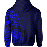 Hawaii Polynesian Zipper Hoodie Blue Emboss Style - Polynesian Pride