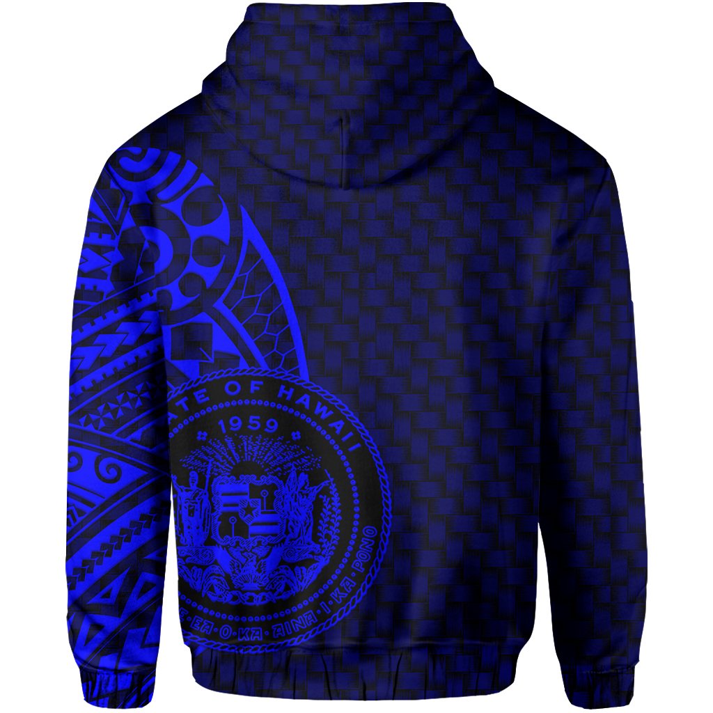 Hawaii Polynesian Hoodie Blue Emboss Style - Polynesian Pride