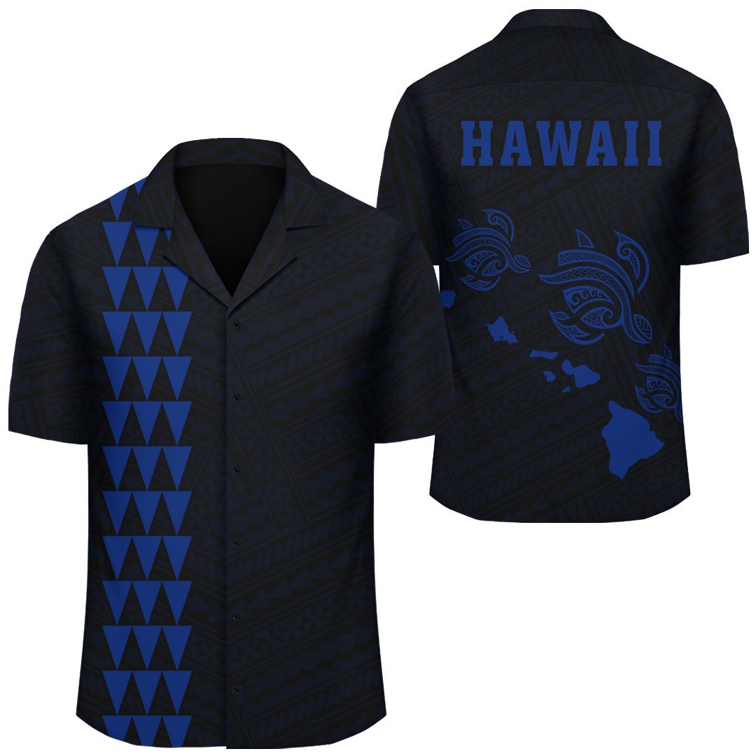 Kakau Polynesian Three Turtles Map Hawaii Shirt - Blue Unisex Blue - Polynesian Pride