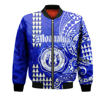 Hawaii Moanalua High School Bomber Jacket Tribal Kakau LT9 Unisex Blue - Polynesian Pride