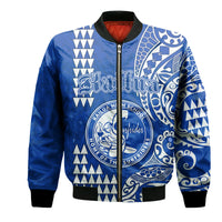 Hawaii Kailua High School Bomber Jacket Tribal Kakau LT9 Unisex Blue - Polynesian Pride