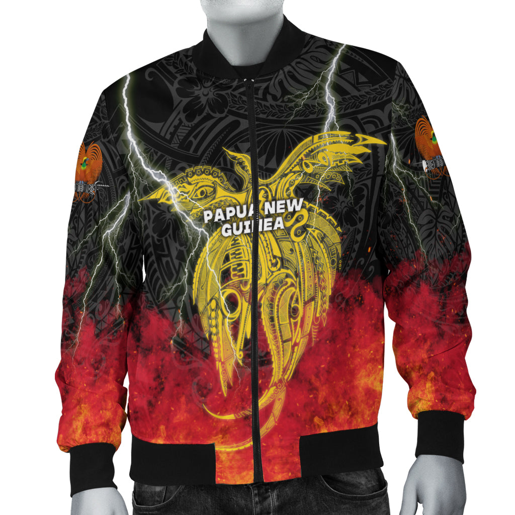 Papua New Guinea Men Bomber Jacket Independence Day Special Style LT16 Black - Polynesian Pride