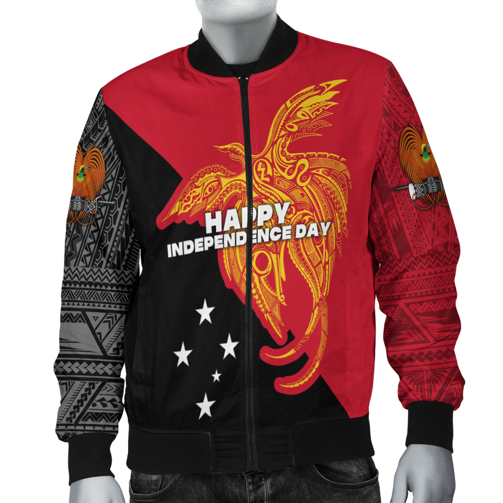 Papua New Guinea Men Bomber Jacket Independence Day Flag Style LT16 Black - Polynesian Pride