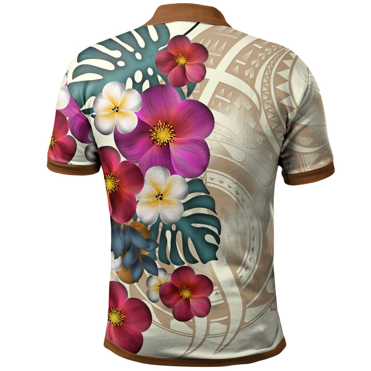Papua New Guinea Polo Shirt The Tropical Plumeria Flower Style - Polynesian Pride