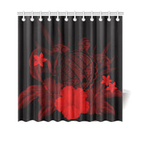 Hawaii Turtle Map Hibiscus Shower Curtain - Red 177 x 172 (cm) Red - Polynesian Pride