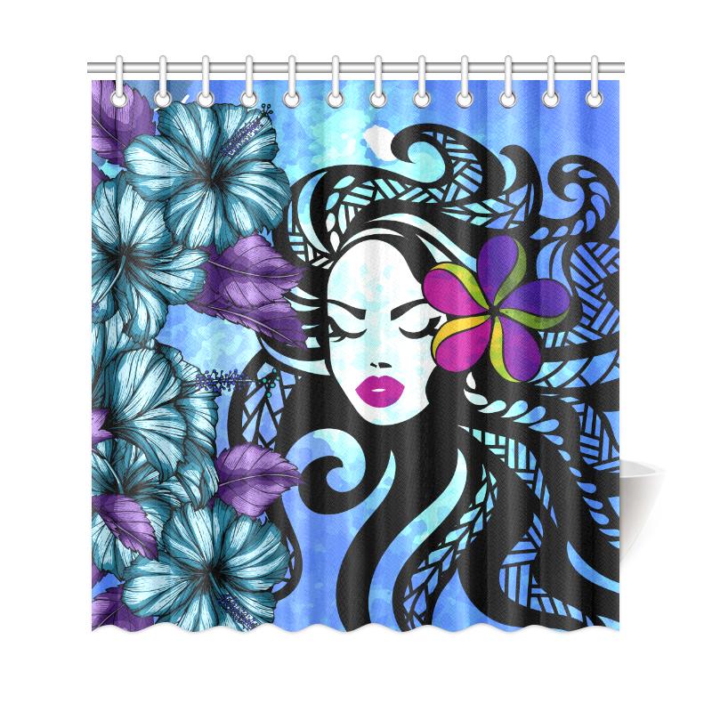 Hawaiian Hibiscus Polynesian Hula Girl Shower Curtain - Polynesian Pride