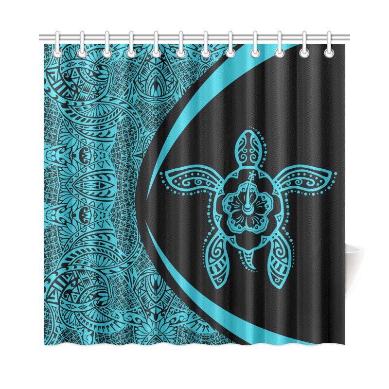 Hawaii Turtle Polynesian Shower Curtain-Circle Style Blue - Polynesian Pride