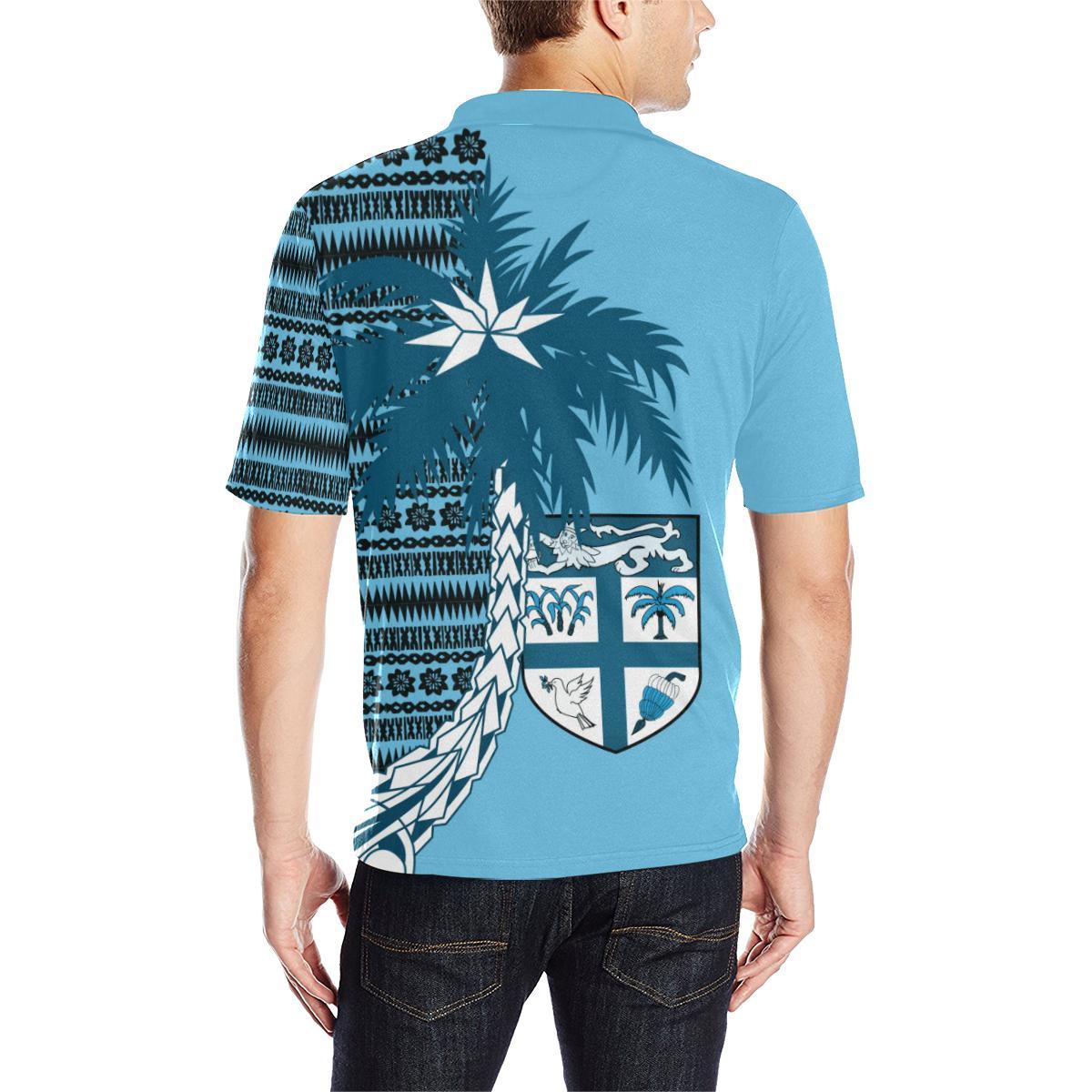Fiji Tapa Polo Shirt FijiFlag Coconut Tree A02 - Polynesian Pride